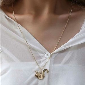 🎐 Awesome Metallic Origami Crane Bird Necklace🎐